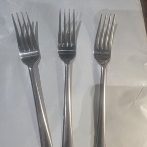 (3) Martha Stewart MSE MFS8G Glossy Stainless Flatware Dinner fork slanted tip